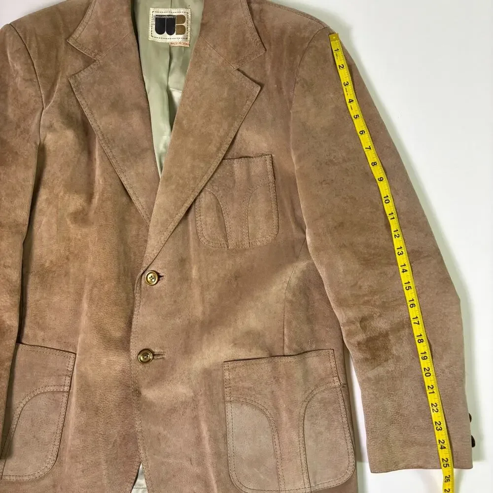 Vintage 70's William Barry Western Suede Leather Blazer Men's 46 Cowboy Jacket
